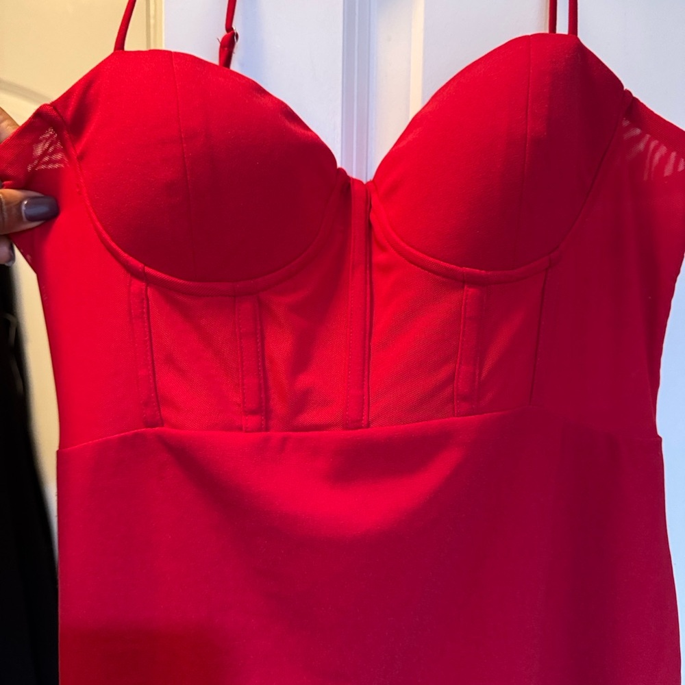 Astr Vibrant Red Strapless Dress
